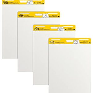 Post-it Super Sticky Easel Pad, 25 x 30 Inches, 30 Sheets/Pad, 4 Pads, Large White Premium Self Stick Flip Chart Paper, Super Sticking Power (559-4)