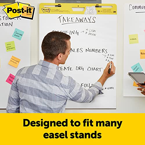 Post-it Super Sticky Easel Pad, 25 x 30 Inches, 30 Sheets/Pad, 4 Pads, Large White Premium Self Stick Flip Chart Paper, Super Sticking Power (559-4)