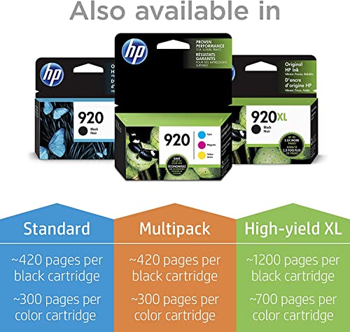 HP 920 | Ink Cartridge | Yellow | Works with HP OfficeJet 6000, 6500, 7000, 7500 | CH636AN