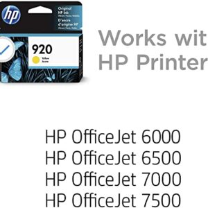 HP 920 | Ink Cartridge | Yellow | Works with HP OfficeJet 6000, 6500, 7000, 7500 | CH636AN