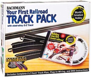 bachmann trains snap-fit e-z track world’s greatest hobby track pack – steel alloy rail with black roadbed – ho scale , white