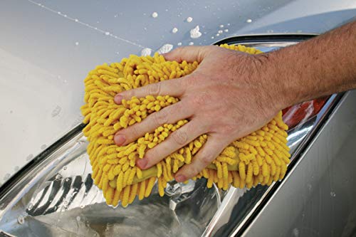 Carrand 40309 Long Chenille Microfiber Car Wash Mitt , Yellow