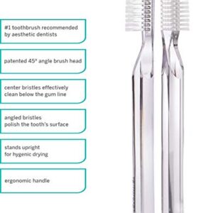 Supersmile New Generation Toothbrush w/ Patented 45° Soft Nylon Bristles - Whitening Tooth Brush w/ Ergonomic Handle Guarantees ADA Recommended Brushing Angle for Adults & Children (Clear)