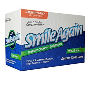 Smile Again Denture, Mouth Guard, Night Guard, Retainer Cleaner and Disinfectant - Mint Flavor - 6 Month Supply …