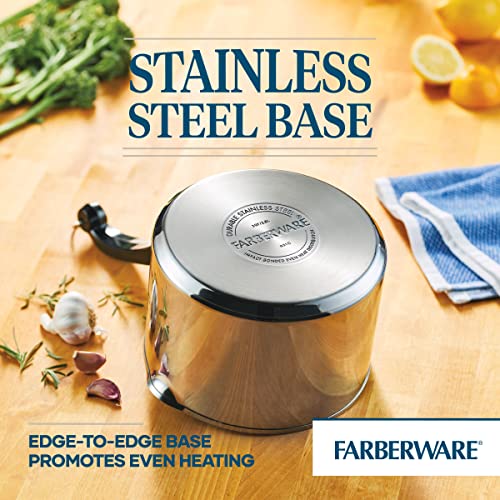 Farberware Classic Stainless Steel 3-Quart Covered Straining Saucepan - - Silver