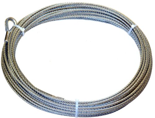 WARN 38312 Winch Accessory: Steel Cable Wire Rope with Loop End and Terminal, 5/16" Diameter x 125' Length