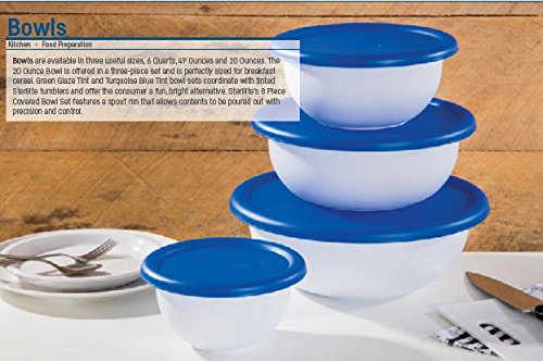 Sterilite 8 Piece Covered Set Bowl, Multisize, White & Blue