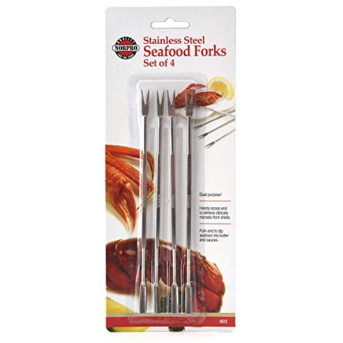 Norpro Stainless Steel Seafood Forks 6.75" | 4-Count per Pack | 1-Pack