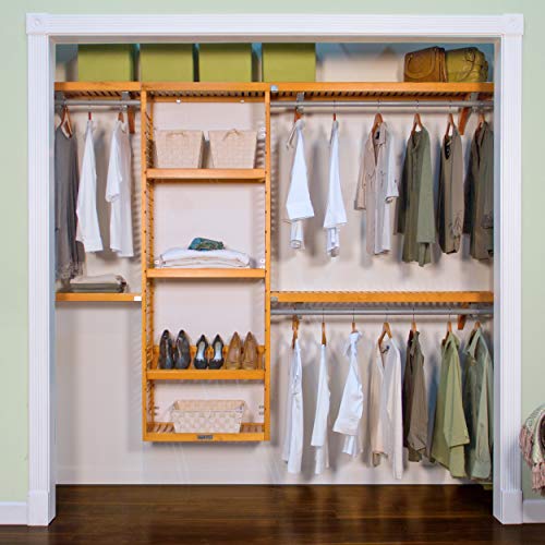 John Louis Home 12-Inch Deep Premier Closet Organizer-Honey Maple Finish