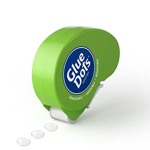 Glue Dots Removable Dot N' Go Dispenser with 200 (.375 Inch) Removable Adhesive Dots (03669E)