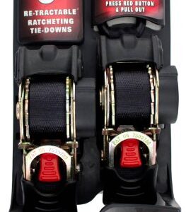 Erickson 34413 Pro Series Black 1" x 6' Retractable Ratcheting Tie-Down Strap, 1500 lb Load Capacity, (Pack of 2)