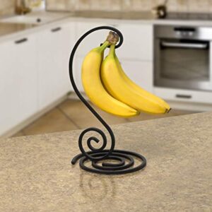 Spectrum Diversified Scroll Holder Traditional Hanger, Produce Saver Banana Holder & Timeless Décor, Kitchen Countertop Fruit Tree & Hanging Fresh Food Storage, Black