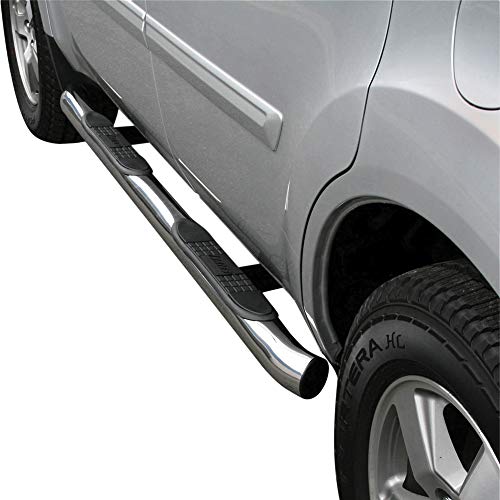 ARIES 206008-2 3-Inch Round Polished Stainless Steel Nerf Bars, No-Drill, Select Honda Pilot