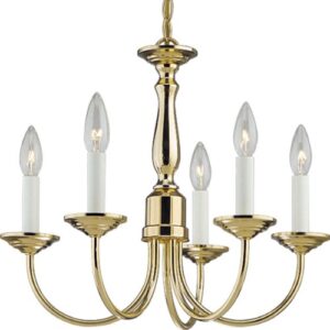 progress lighting p4009-10 5-light chandelier, polished brass