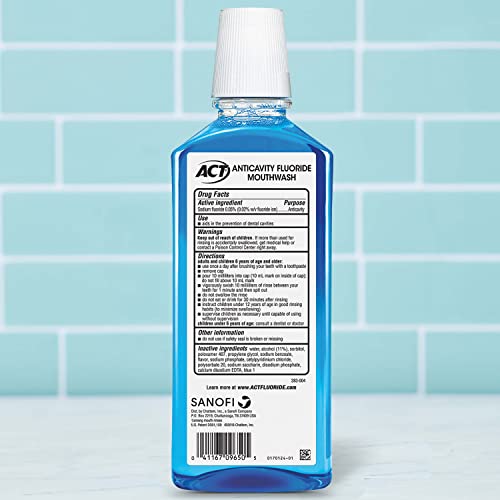 ACT Total Care Anticavity Fluoride Mouthwash 18 fl. oz. 3pk Kills Bad Breath Germs, Icy Clean Mint