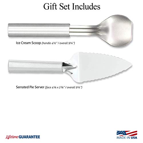 Rada Cutlery Pie Server and Ice Cream Scoop – Pie A ’La Mode Gift Set With Aluminum Handles Made in the USA
