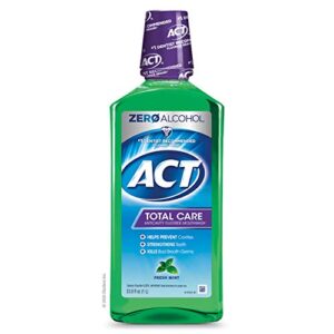 act total care zero alcohol anticavity fluoride mouthwash 33.8 fl. oz. (pack of 3) fresh mint