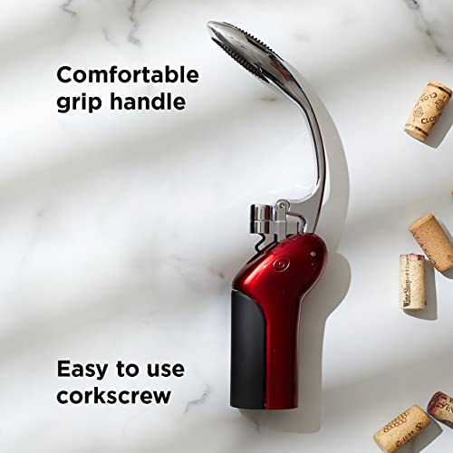 Rabbit Original Vertical Lever Corkscrew Wine Opener with Foil Cutter and Extra Spiral (Candy Apple Red)