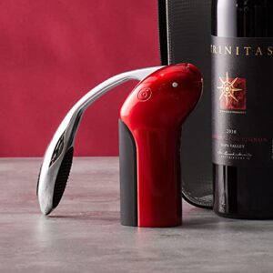 Rabbit Original Vertical Lever Corkscrew Wine Opener with Foil Cutter and Extra Spiral (Candy Apple Red)