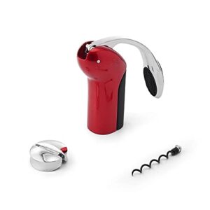 Rabbit Original Vertical Lever Corkscrew Wine Opener with Foil Cutter and Extra Spiral (Candy Apple Red)