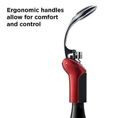 Rabbit Original Vertical Lever Corkscrew Wine Opener with Foil Cutter and Extra Spiral (Candy Apple Red)