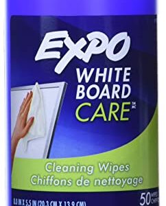 EXPO White Board Care Dry Erase Wipes, 8-Inches x 5.5-Inches, 50 Count