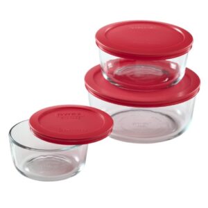 pyrex simply store 6-piece round glass food storage set