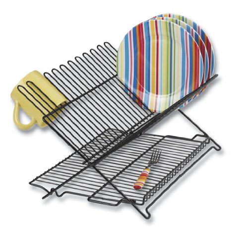 Better Houseware - #1489/E 1489 Large Folding Dish Rack, Black