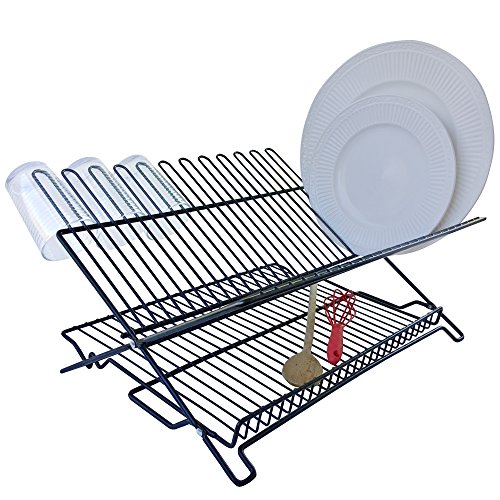 Better Houseware - #1489/E 1489 Large Folding Dish Rack, Black