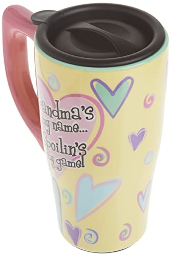 Spoontiques - Ceramic Travel Mugs - Grandma Cup - Hot or Cold Beverages - Gift for Coffee Lovers