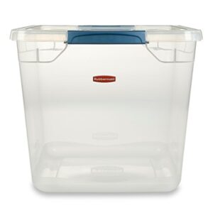 Rubbermaid Clever Store Latching Storage Tote Container, Clear, 30-Qt (FG3Q2500CLMCB)