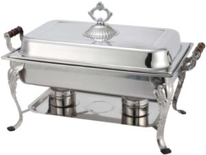 winco full rectangular crown chafer, 8-quart, stainless steel