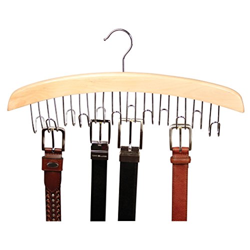 Richards Homewares Wooden Tie and Belt Hanger, Holds Upto 12, Natural