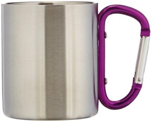 outdoor rx stainless steel carabiner mug (purple, 8-ounce)