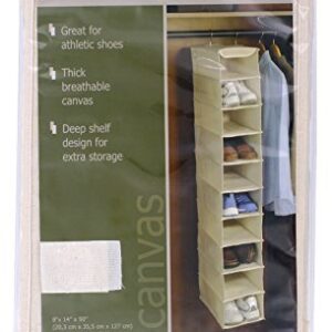 Richards Homewares Hanging Ten Shoe Large Shelf Organizer-Canvas/Natural 50" x 14" x 8"