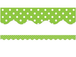 teacher created resources mini polka dots border trim, lime (4669)