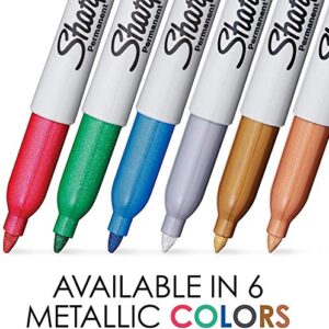 SHARPIE Metallic Permanent Markers, Fine Point, Silver, 12 Count