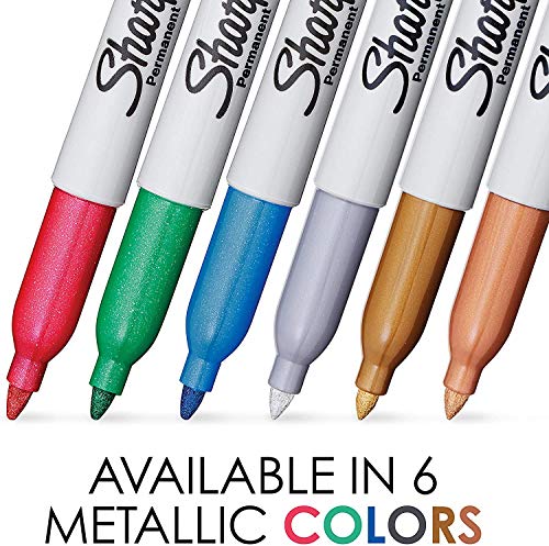 SHARPIE Metallic Permanent Markers, Fine Point, Silver, 12 Count