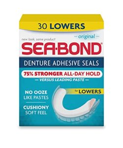 sea bond secure denture adhesive seals lowers original, zinc free, all day hold, mess free, 30 count