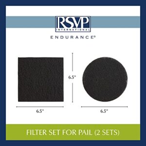 RSVP International Kitchen Collection Compost Pail, Filter Replacement, 2-Piece, 1 Gallon, Charcoal