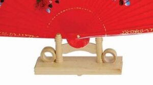 “bamboo hand fan stand for 13″” or 9″” fans (fan not included)”