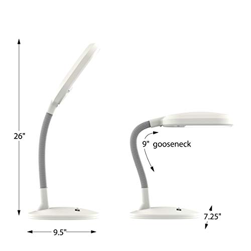 Natural Sunlight Desk Lamp, Great For Reading and Crafting, Adjustable Gooseneck, Home and Office Lamp by Lavish Home, White - 72-0813