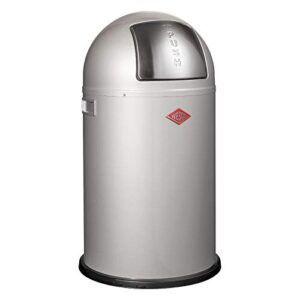 wesco pushboy junior – german designed – push door trash can, powder coated steel, 5.8-gallon / 22l, silver