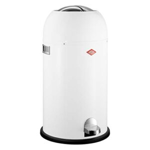 wesco kickmaster – german designed – step trash can, powder coated steel, 8.7 gallon / 33 l, white
