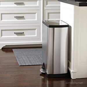 Simplehuman 50 Liter / 13.0 Gallon Rectangular Kitchen Step Trash Can, Brushed Stainless Steel