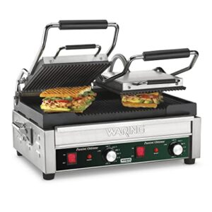 waring commercial wpg300 panini otimo dual ribbed panini grill, 240v, 3200w, 6-20 phase plug