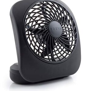 Treva 5-Inch Portable Desktop Battery Powered Fan, 2 Cooling Speeds with Compact Folding & Tilt Design (Black)