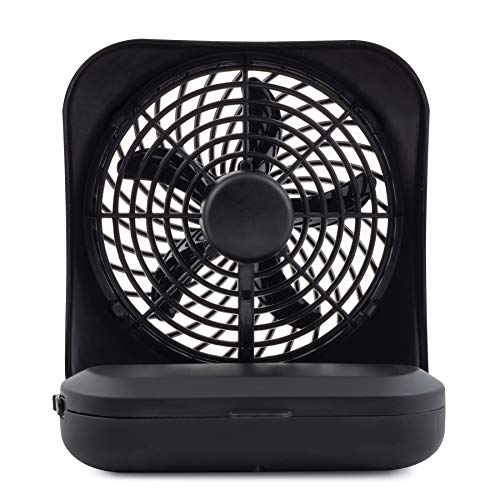 Treva 5-Inch Portable Desktop Battery Powered Fan, 2 Cooling Speeds with Compact Folding & Tilt Design (Black)