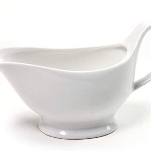 Norpro Porcelain Gravy Sauce Boat with Stand and Candle, 16oz, White