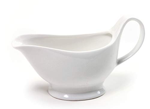 Norpro Porcelain Gravy Sauce Boat with Stand and Candle, 16oz, White